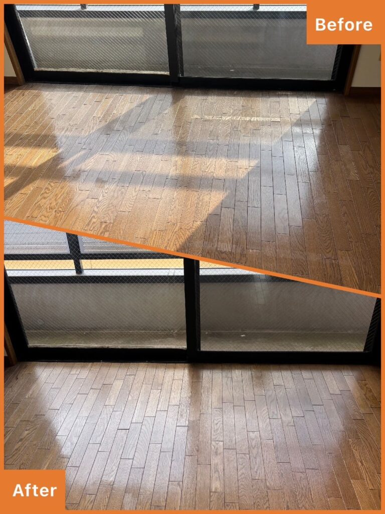 床の色褪せリペアの施工前と施工後